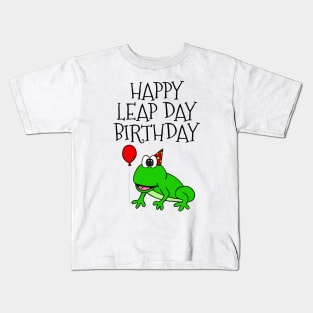 Happy Leap Day Birthday Frog 29 Feb 2024 Kids T-Shirt